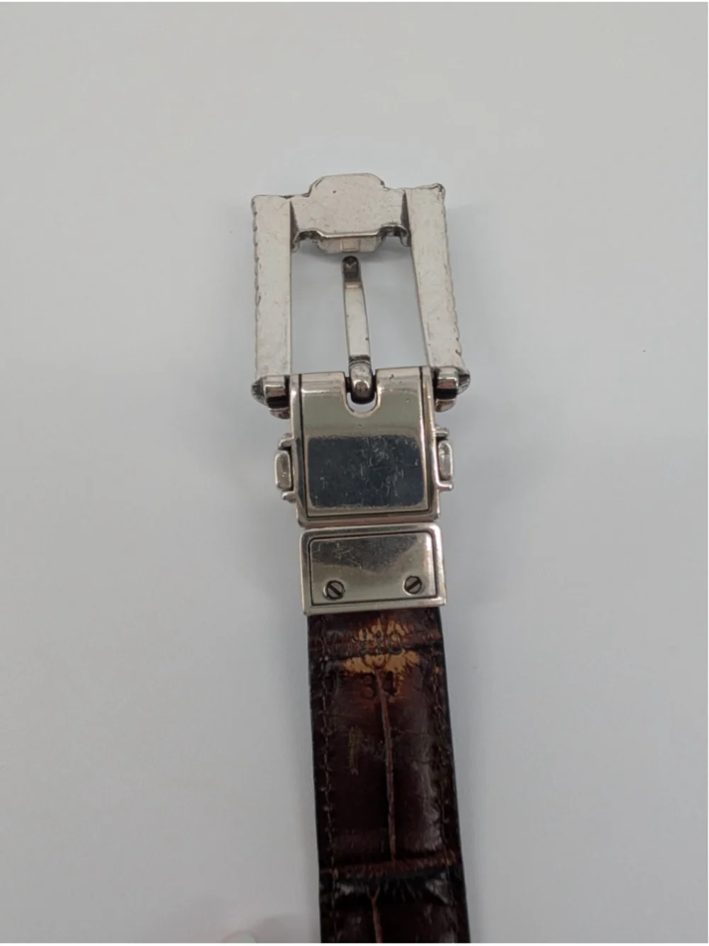 Vintage Brighton Reversible Black Brown Croc Leather Belt Silver Buckle 30-34